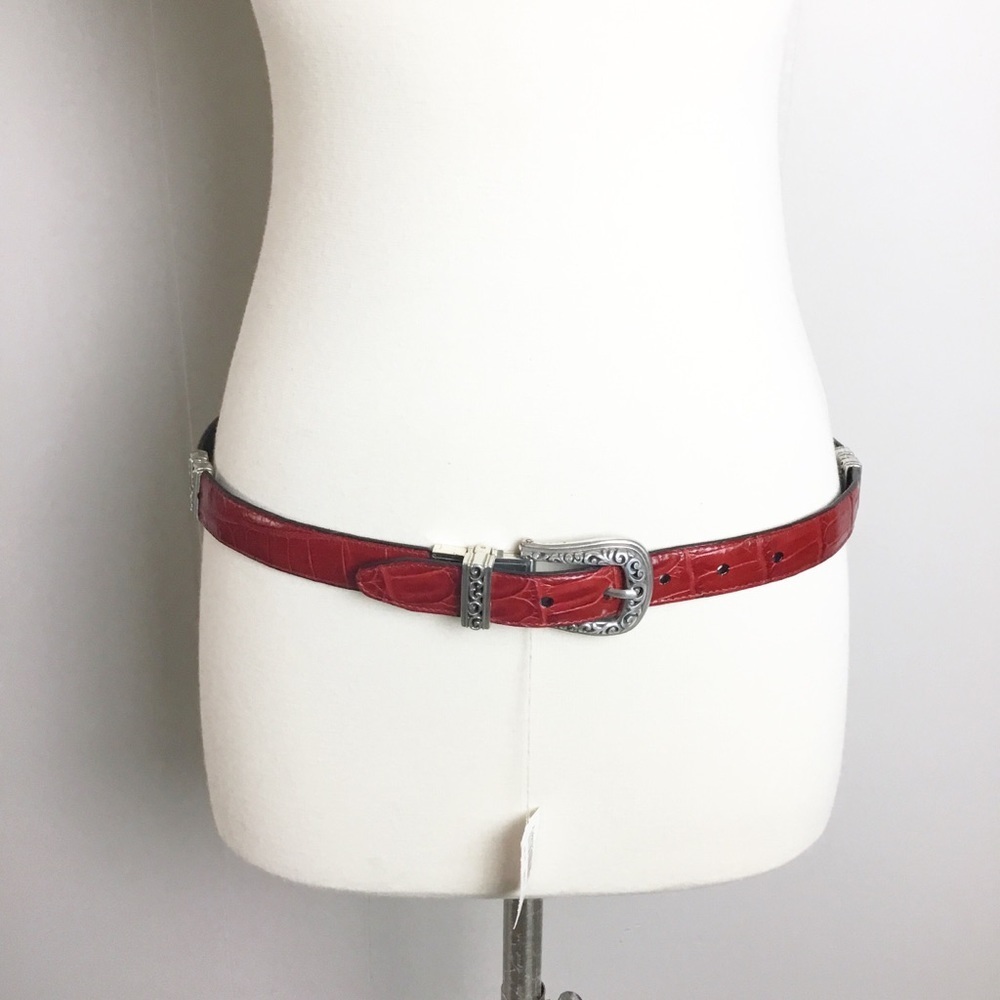 Vintage Brighton Red & Black Silver Reversible Belt New Size 32 M/L